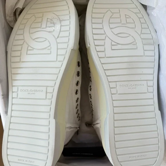 Dolce & Gabbana White and Black PORTOFINO High Top Sneakers NEW!!! - Picture 6 of 7